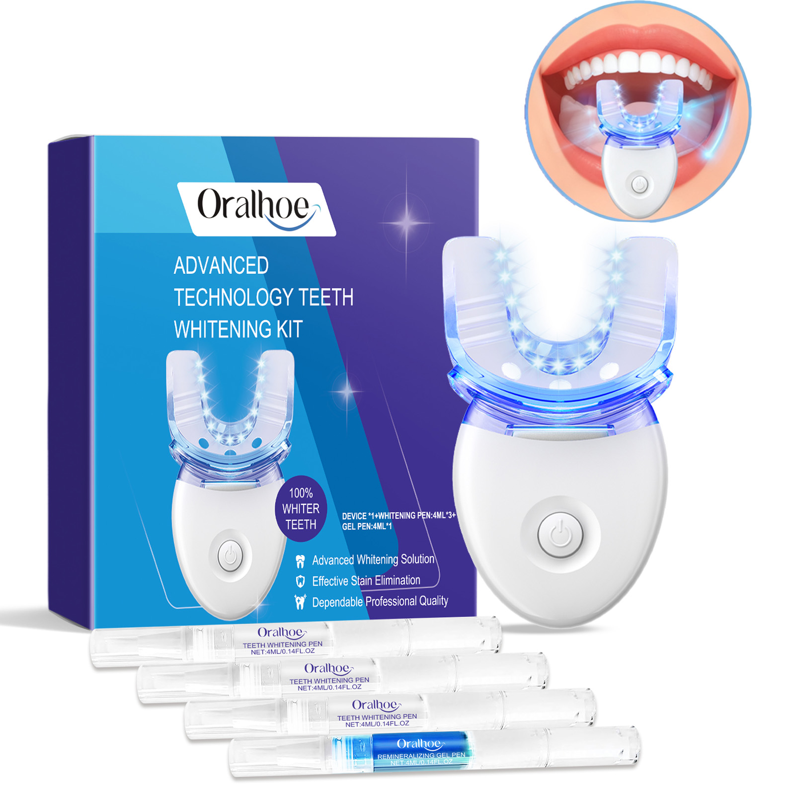 Teeth Whitening Mouthwash - Professional Teeth Whitening LED Light Kit