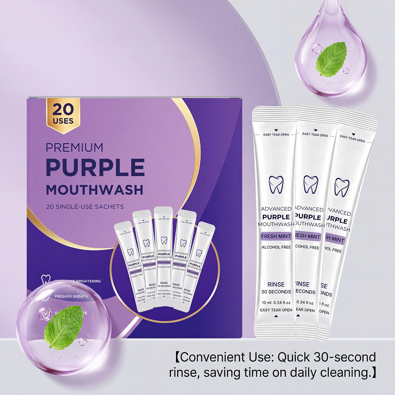 20/40 Pack Purple Mouthwash Fo - Teeth Whitening Mouthwash ulasan dan harga