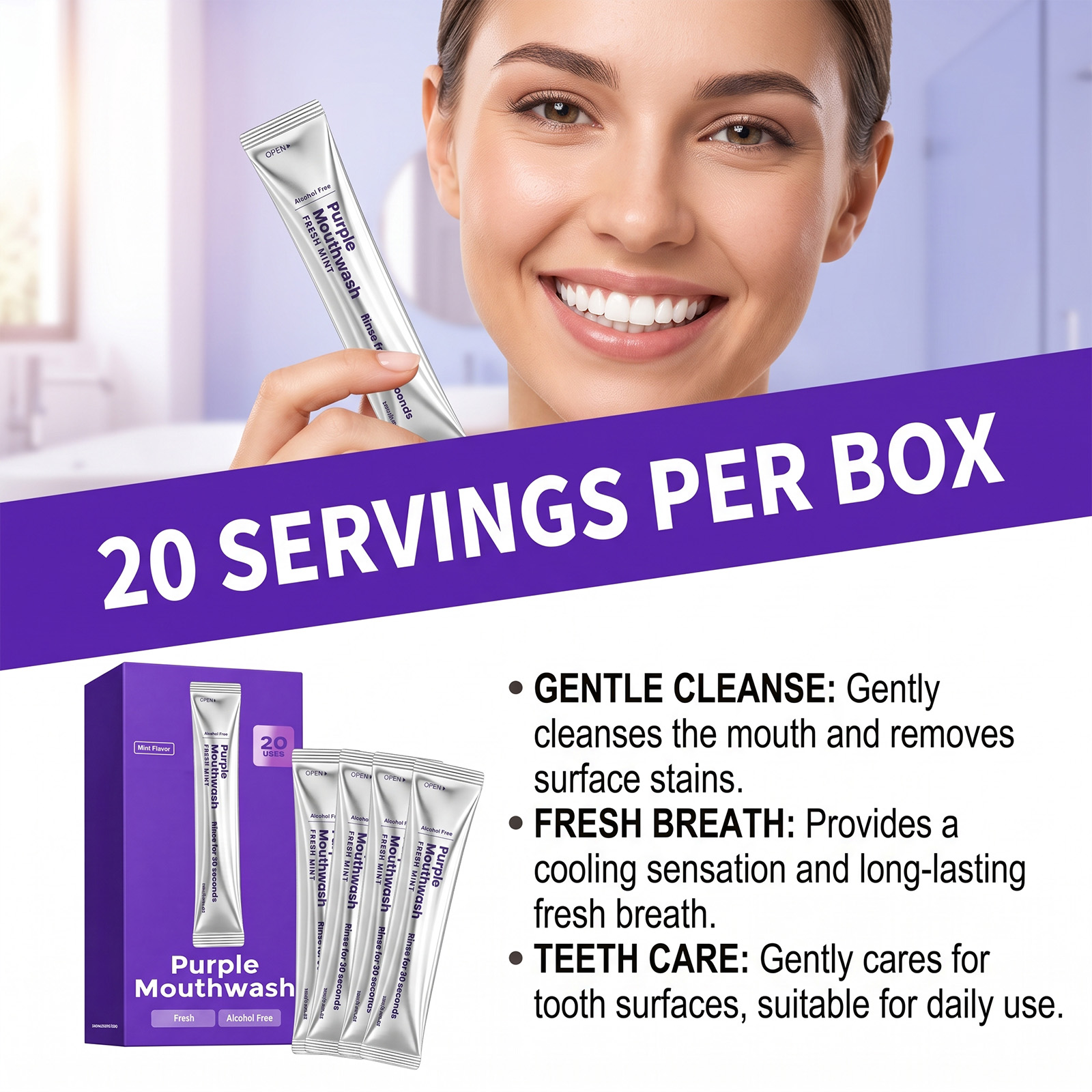 20 Pack Instant Whitening Mout - Teeth Whitening Mouthwash ulasan dan harga